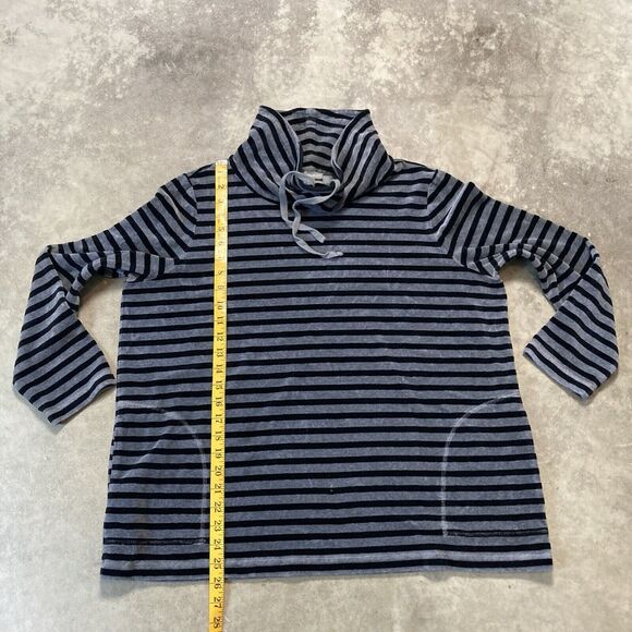 Talbots‎ Sweatshirt Women 2XP Velvet Stripe Funnel Neck Pullover Gray Black - Picture 5 of 9